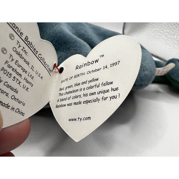 TY Beanie Baby Babies Stuffed Animal Plush Chameleon Rainbow 1997 - Picture 9 of 13